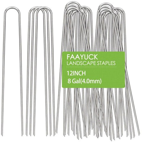 Heavy Duty 12 Inch Landscape Staples 8 Gauge Galvanized U Shaped Ground Stakes Tough As Nails For Weed Barrier Fabric Irrigation Tubing Fence Posts And Outdoor Decor 12 25 50 100 Pack