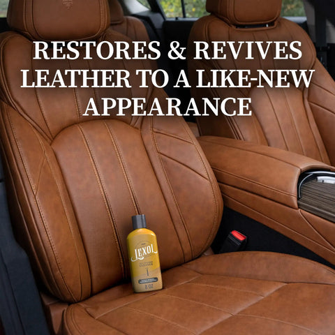 All Leather Cleaner 8 Oz For Cars Home And Gear Deep Clean Formula For Auto Interiors Leather Seats Shoes Boots Handbags Jackets Furniture And Saddles bottle on tan car seats