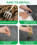 Steps to install Heavy Duty Weed Barrier Landscape Fabric 6 Feet By 300 Feet Ground Cover Mat 3.2 Oz Permeable Woven Geotextile