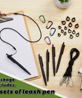 5 Sets 24 Inch Pen Leash Tether For Clipboard Lanyard Holder Anti Lost Pen Holder With Silicone Ring Stylus Tether Black