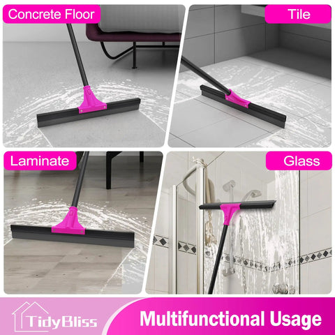 Heavy Duty Floor Squeegee With 18 Inch Wide Head And 58.3 Inch Telescoping Handle Rubber Foam Water Scraper for indoor and outdoor surfaces