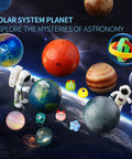 Solar System Planets STEM Toys For Kids Kid Friendly Non Toxic Sensory Space Set With 10 Planets Moon And Sun, 2 Astronaut Figures