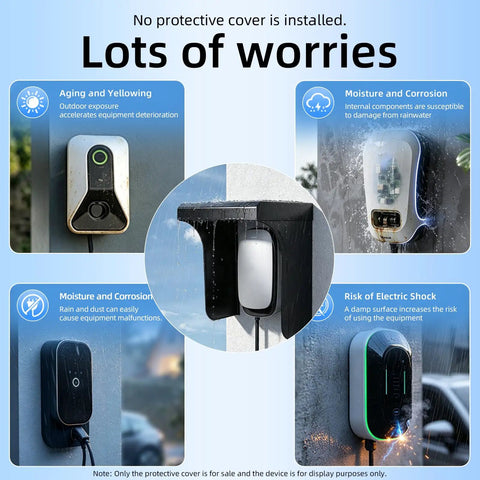 Heavy Duty Galvanized Steel EV Charger Rain Canopy Weatherproof Sun Shade protecting chargers from moisture and corrosion.