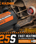 1500W Magnetic Induction Heater Kit For Busting Stubborn Nuts And Rusted Bolts Includes Twelve Copper Coils And Tough Carrying Case in use on a rusted bolt.