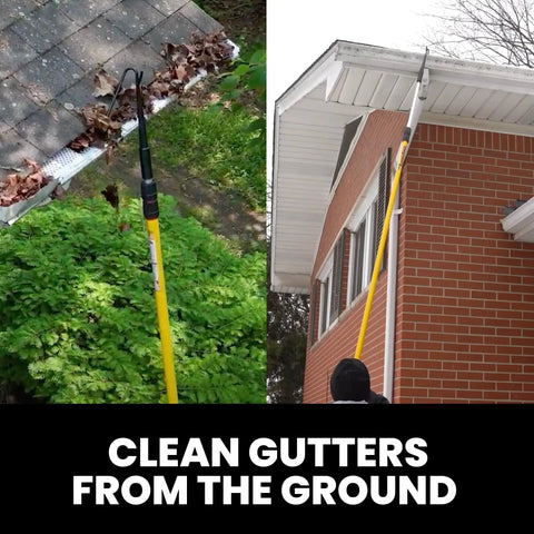 Gutter Cleaning Tool Attachment No Ladder Needed That Unclogs Downspouts From The Ground Flexible Clog Remover For Home Gutter Services And Roof Leaf Removal