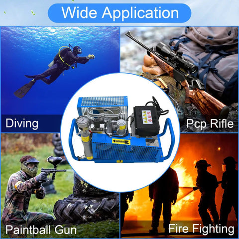 Tudiving 4500 Psi Pc Compressor Auto Stop 100L Min High Pressure Air Pump 110V 220V Portable Fill Station For Scuba Dive Paintball And Water Sports With Dual Voltage Motor And Safety Cutoff Features