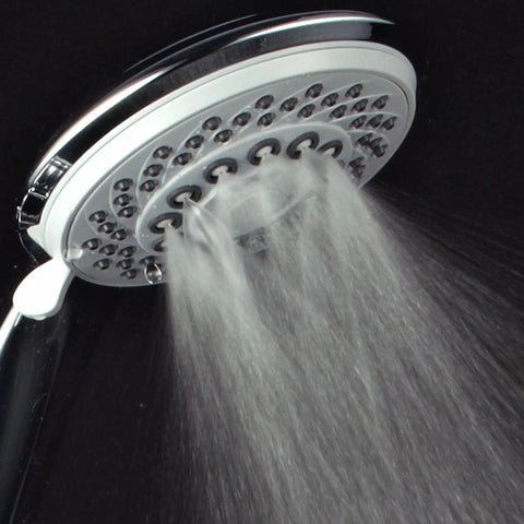 Instant Mount Drill Free Shower Combo With Height And Angle Adjustable 3 Way SpiralFlo Head And Handheld Shower Slide Bar Included 36 Spray Patterns Dual Shower Heads For Easy Spa Upgrade showing water flow from shower head