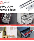 Beefy Heavy Duty 10 Inch Side Mount Drawer Slides 100 LB Capacity Pair Zinc Plated Cold Rolled Steel Anti Rust Construction For Home Cabinets And Tool Chests, side view