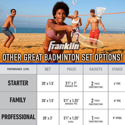 Portable Backyard Badminton Set With A 20 Foot Net And 4 Racquets For Adults And Kids Easy To Assemble Fun Outdoor Lawn Game
