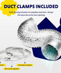 Two Pack 4 Inch By Eight Foot Non Insulated Flex Air Ducting Aluminum Dryer Vent Hose with stainless steel clamps included