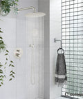 Rainfall Shower System with 10 Inch Round Showerhead and Handheld, Brushed Nickel finish, including Rough-In Valve, SUS 304