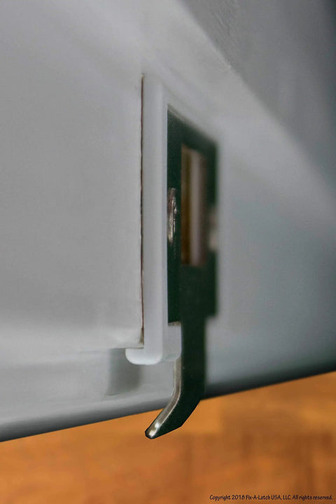 Close-up of Quick Door Latch Repair Kit With Bronze Finish installed on door frame, showing the durable latch mechanism.