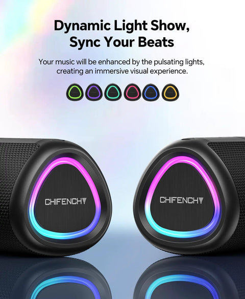 Beach Essentials Bluetooth Speaker With Crystal Clear Sound IPX5 Waterproof All Day Playtime Dynamic Light Show