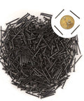Heavy Duty Mini Nails With Smooth Round Heads, Pro Grade Black Steel Pins Solidly Sized At One Inch, 500 Piece Bundle in a heart shape.