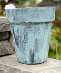 Flower pot painted with Bronze Metal Effects Water Based Reactive Modified Acrylic Paint With Real Copper And Zinc Particles Delivers Natural Rust Finish Over Time 1 Gallon Low VOC Nonflammable Dope Metallic Look For Furniture And Art Projects