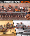Three views of Two Pack Heavy Duty Power Tool Organizer Wall Mount With 18 Drill Holders And 600 Lbs Capacity Three Layer Garage Storage Rack For Cordless Tools Workshop Organization In Black installed on different wall surfaces, holding various tools.