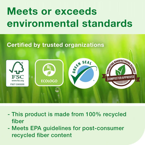 Universal White Hand Towel Roll 1 Ply, Fully Recycled Fiber, eco-friendly certifications and environmental standards