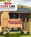 8 Inch Heavy Duty Rubber Casters With 2200 Lbs Load Capacity Set Of Four attached to wooden chicken coop