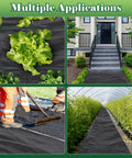 Heavy Duty Landscape Fabric Ground Cover For Gardening Weed Barrier Geotextile Mat 3.2 Oz 4 By 100 Ft Roll With 30 U Shaped Stakes Two Pack 4 By 50 Ft Ideal For Gardens Paths And Raised Beds used for multiple applications including gardens and driveways.