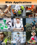 Collage showing 12-Pack Anti Fog Scratch Resistant Safety Glasses For Men And Women With Wide Applications