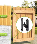 Installed heavy-duty gate hinge 2-pack on wooden gate; rust-proof steel wall-mount with anti-sag design