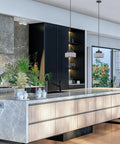 Modern kitchen with Xander 11 Inch Modern Pendant Light With Concrete Drum Shade And Textured Black Finish For Industrial Chic Vibe