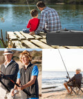 Two Piece Telescopic Fishing Rod Set With Carbon Fiber Poles, Six Point Nine Foot Length, Includes Two Spinning Reels, Carry Bag