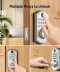 Super Tough Smart Fingerprint Door Lock With Dual Lever Handles Bringing Instant Biometric Scan Entry And Three Backup Keys for keyless unlocking options.