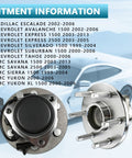 Drop-In Front Wheel Hub Bearing Assembly With ABS For 2WD Chevy Tahoe Suburban GMC Yukon Silverado Sierra Escalade 6-Lug Vehicles 1999-2006 Range Part 515054 Easy Install Durable Replacement For Daily Driver with fitment information.