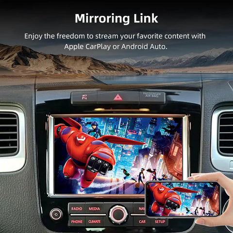 VW Touareg Wireless CarPlay Android Auto Adapter Upgrade Kit With 2.4G 5.8G WiFi Bluetooth 5.0 MirrorLink Siri GPS CarPlay Retrofit For 2011 2012 2013 2014 2015 2016 2017 showing screen mirroring feature