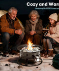 Family enjoying warmth from 19 Inch Portable Propane Fire Pit Smokeless Round Fire Bowl With Cover And Carry Kit