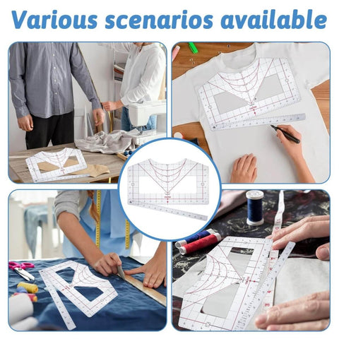 Clear T Shirt Ruler Guide For Vinyl Alignment And Heat Press Centering used for various sewing and crafting projects.