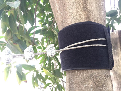 Tree Bark Protectors For Zip Line And Slackline Cables, 59 Inch Length, Set Of Two, Durable Ribbon Construction, installed on tree