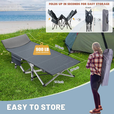 Foldable Camping Cot With Mattress Pad Portable Camp Bed for Outdoor Travel, Beach, Hiking and Office, easy to store