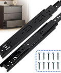 Hella Smooth 12 Inch Side Mount Drawer Slides Built With Full Extension Ball Bearings And Rock Solid 100 Pound Support For Kitchen Cabinets Dressers And Weekend Shop Upgrades, featuring black metal finish and screws.