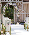Garden Arch For Weddings And Parties, Sturdy Steel Trellis Arch With Lattice Sides, Multipurpose Outdoor Pergola adorned with flowers