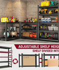 Beefy Heavy Duty Metal Garage Shelving Rack With 3000 Lbs Capacity And Anti Fall Rails 5 Tier Adjustable Storage setup