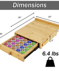 Rolling Keurig Pod Drawer Organizer With Slide Out Coffee Maker Stand Pod Holder Bamboo K Cup Storage Coffee Bar Organizer And Appliance Slider For Keurig Pods showing dimensions and weight