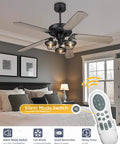 52 Inch Farmhouse Ceiling Fan With Remote Control And 3 Lights, Industrial Vibe, Barnwood Matte Black 5 Blade Design in Bedroom