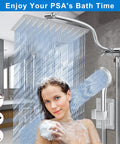 3 Way Diverter Shower Head Kit With Adjustable Extension Arm For A Simple Bathroom Upgrade, 10 Inch Rain Showerhead In Use