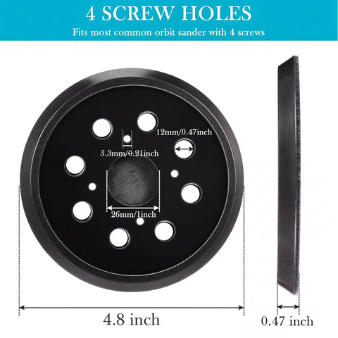 Two Pack 5 Inch Hook And Loop Orbital Sander Replacement Pad Backing Pad With Eight Holes Universal Fit For Most Sander Models Durable Black Designed For Easy Installation And Efficient Dust Extraction