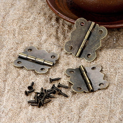 Antique Bronze Butterfly Hinges Set For Jewelry Boxes And Craft Projects With 160 Screws, 40 Hinges, 1 Inch Engraved Design