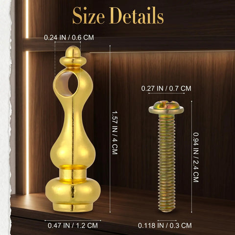 16 Piece Brass Railing Spindle Kit With Screws, Dead Easy Install Decorative Shelf Brackets, Dope Gold Finish Furniture Connectors, Solid Metal Posts That Turn Heads On Any Cabinet Or Bar Cart Rack