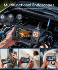 Endoscope Borescope Camera With Light 4.3 Inch HD Handheld Waterproof Sewer Inspection Tool showing engine interior.