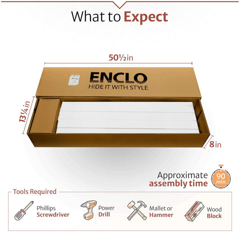 Box containing 4Ft High Vinyl Privacy Screen Three Panels No Dig Outdoor Fence For Backyard, assembly tools shown