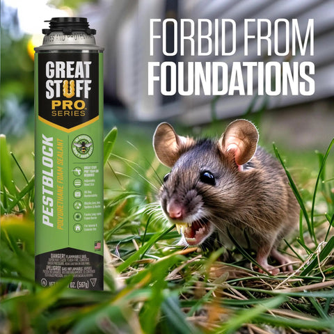 Pestblock Complete Kit For Sealing Gaps Up To 3 Inches can with mouse deterrent feature, lawn background