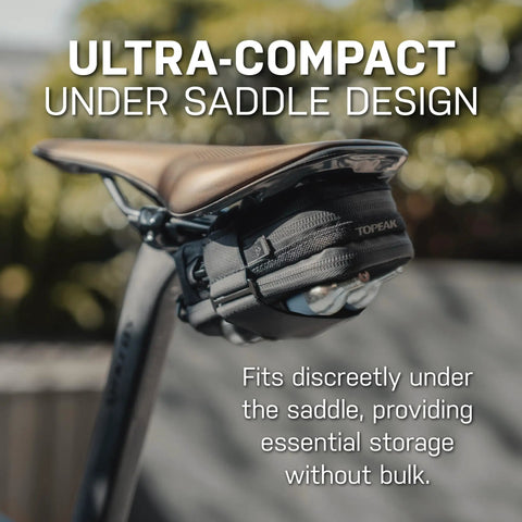 Elementa GearBag Under-Seat Bike Bag With Dual Compartments Quick Access Rail Wing System, mounted under bike saddle