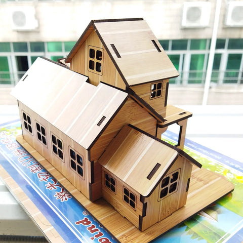 All Wood 3D Puzzle Kit For Adults And Teens, Dope Log Cabin Miniature House Build, DIY Wood Model With Laser Cut Pieces, Eco Friendly Craft Toy