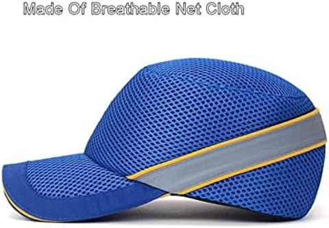 Worksite Safe Protective Helmet With Bump Cap Inner Shell Lightweight Baseball Hat Style, breathable net cloth material in blue