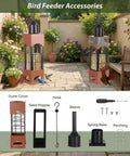 Squirrel Proof Outdoor Bird Feeders With 5 Pound Capacity Metal Tube Design Beefy Build Heavy Duty Chew Proof For Cardinal Finch Chickadee Birds Garden Yard Hanging Decor displayed with accessories and setup guide in a garden.